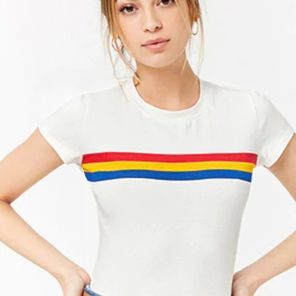 Tops - 🌈RAINBOWSSS🏳️‍🌈Colorful Striped T Shirt Cropped